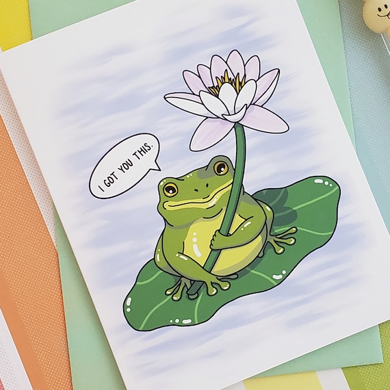 frog flower pokemon card gold Frog Flower Greeting Card main image 1