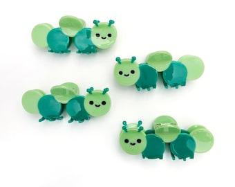 Green Caterpillar hair clip