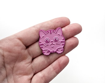 Pink Peeking Tabby Cat enamel pin