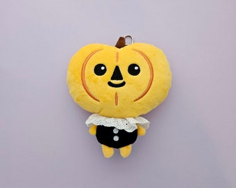 pumpkin boi plush keychain with zipper pouch