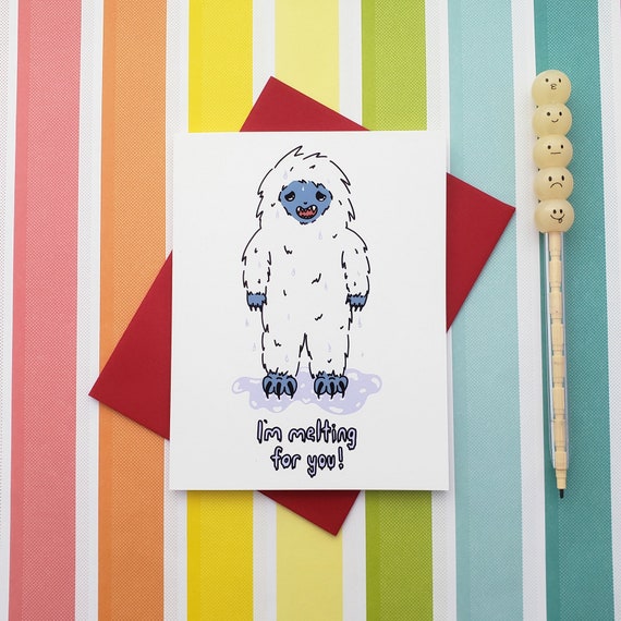 Download Free Melting For You Greeting Card Abominable Snowman Yeti Etsy PSD Mockup Template