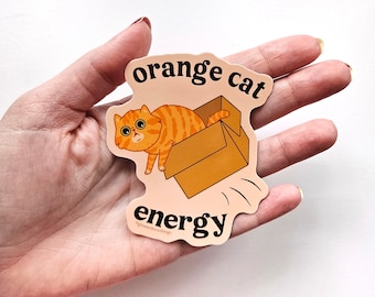 Orange Cat Energy vinyl sticker