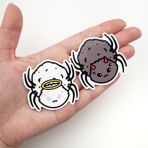 angel and devil spider vinyl sticker set