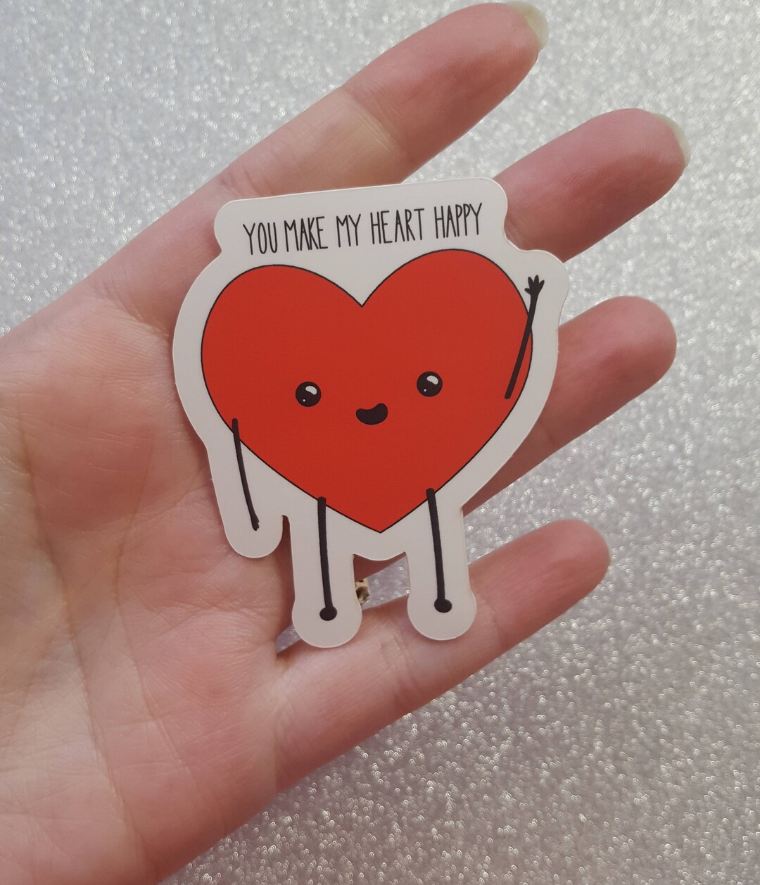 You Make My Heart Happy Vinyl Sticker // Happy Waving Heart // Etsy