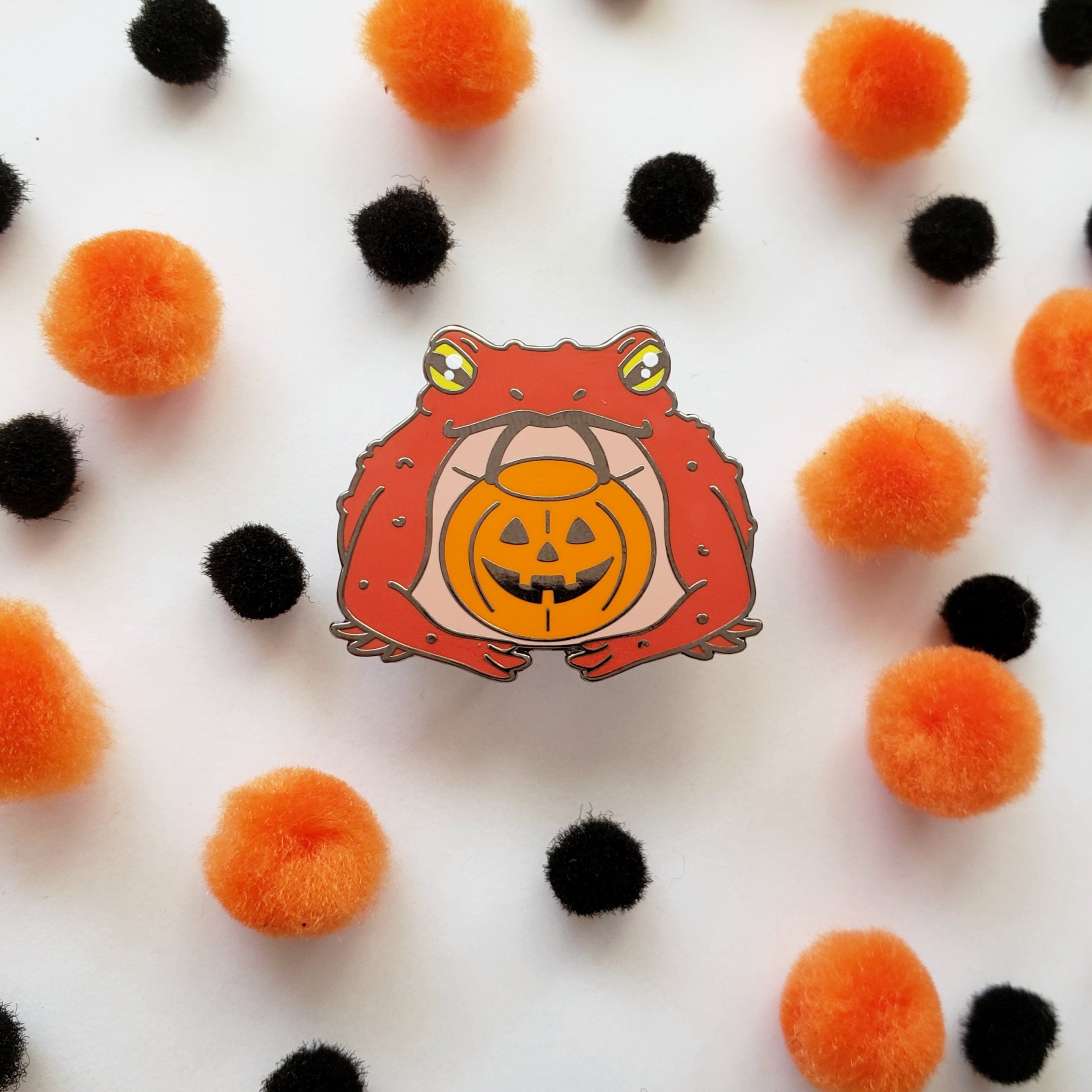 Trick-or-treat Toad // Red or Black Toad Holding Pumpkin  Etsy