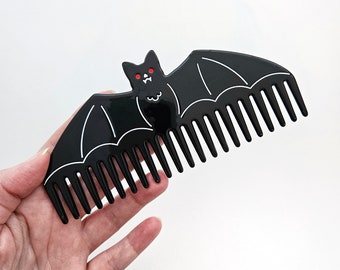 Vampire Bat wide tooth comb // black vampire bat hair comb