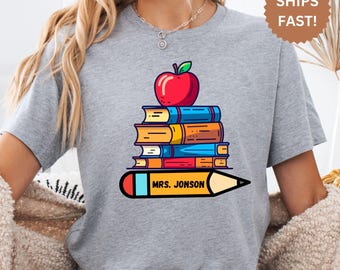 Camiseta personalizada para profesor: regalo de vuelta al cole con nombre personalizado