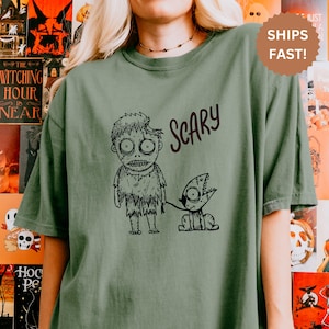 Scary Zombie Halloween Comfort Colors Shirt, Funny Zombie Dog Tee, Creepy Cute Halloween Graphic Tee, Dark Humor Halloween Gift, Zombie Tee