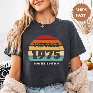 Vintage 1975 Limited Edition Shirt, 50th Birthday Party Shirt, 50th Birthday Gift For Women, 50th Birthday Gift For Men, Born In 1975 Shirt
