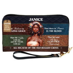 Cartera de cuero personalizable para mujer, cartera personalizada con mensaje cristiano, cartera pequeña para mujer, cartera personalizada con nombre para mujer