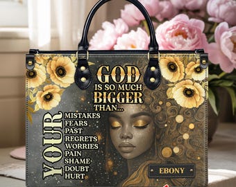 Bolso de cuero personalizado – Regalo de empoderamiento para mujeres negras – Bolso inspirador de fe – Bolso cristiano – Regalo mágico para chicas negras