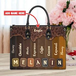 African American Custom Leather Handbag | Inspirational Black Queen Purse | Personalized Empowerment Bag for Women
