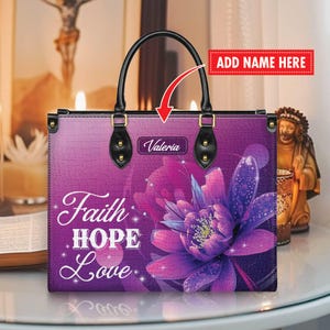 Personalized Leather Handbag, Custom Leather Purse, Christian Bag, Best Gifts for Women, Christian Gifts, Christian Mother&#39;s Day Gift