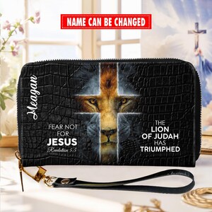 Benutzerdefinierte Name Leder Geldbörse für christliche Frauen | Kleine personalisierte Damen Geldbörse | Einzigartiges Glaubens Geschenk für schwarze Frauen