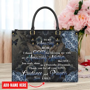 Personalized Leather Handbag, Custom Leather Purse, Christian Bag, Best Gifts for Women, Christian Gifts, Christian Mother&#39;s Day Gift