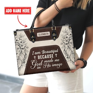 Personalized Leather Handbag, Custom Leather Purse, Christian Bag, Best Gifts for Women, Christian Gifts, Christian Mother&#39;s Day Gift