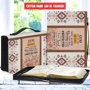 Personalized Bible Cover Custom Name, Christian Mother’s Day Gift, Leather Bible Case, God Says You Are, Boho Western Scripture Bag