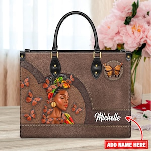 African American Empowering Christian Handbag, Personalized Leather Handbag, Inspirational Faith Design for African American Women