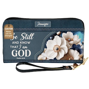 Personalized Christian Leather Wallet for Women, Custom Name Wallet, Inspirational Wallet for Christian Women, Small Wallet for Women
