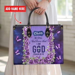 Personalized Leather Handbag, Custom Leather Purse, Christian Bag, Best Gifts for Women, Christian Gifts, Christian Mother&#39;s Day Gift