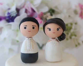 Figurines kokeshi personnalisées de gâteau de mariage philippin