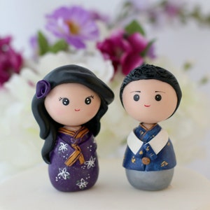 Personalized Korean wedding cake topper kokeshi figurines image 5