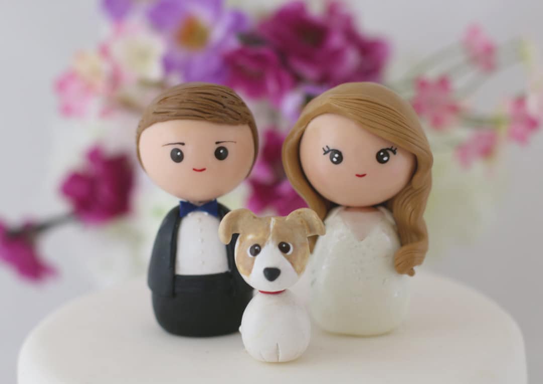 Personalized Custom Wedding Cake Topper Bride Groom One Pet - Etsy