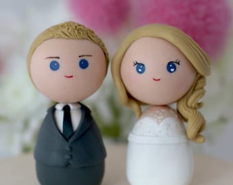 Personalized custom wedding cake topper kokeshi figrurines