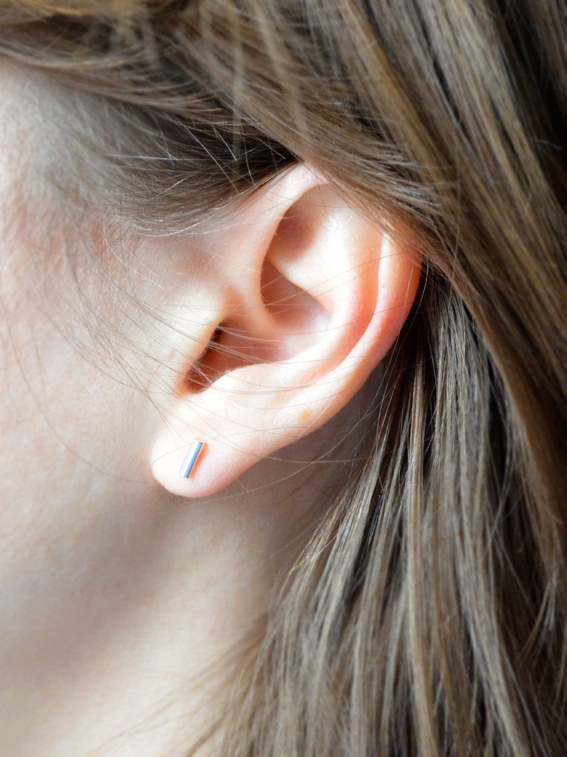 Silver Nickel Free Stud Earrings Sterling Silver Bar Studs Etsy