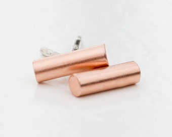 Rose Gold Bar Stud Earrings - Small Pink Studs - Cartilage Earrings - Second Hole Go To Pair - Blush Pink Earring Studs - Hook and Matter