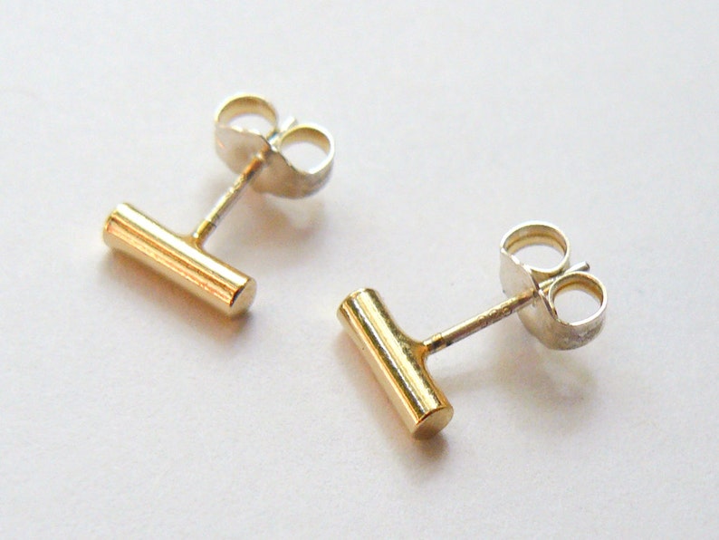 Gold Bar Stud Earrings Tiny Cartilage Ear Bars Second Hole Etsy