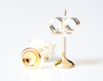 Tiny Gold Stud Earrings - Gold Lunar Hemisphere Earrings - Moon Shape Second Hole Studs - Lightweight Everyday Earrings Hook&Matter Brooklyn
