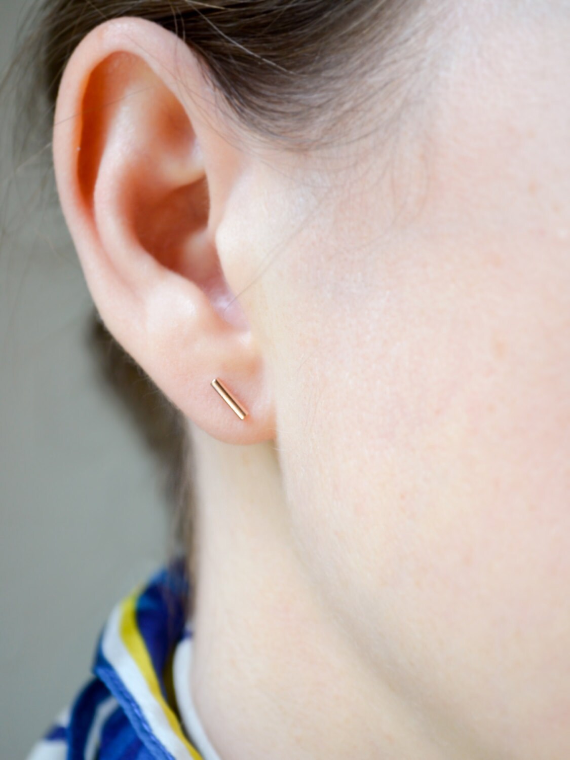 Minimalist 18K Rose Gold over Sterling Silver Morganite Bar Earring main image 0