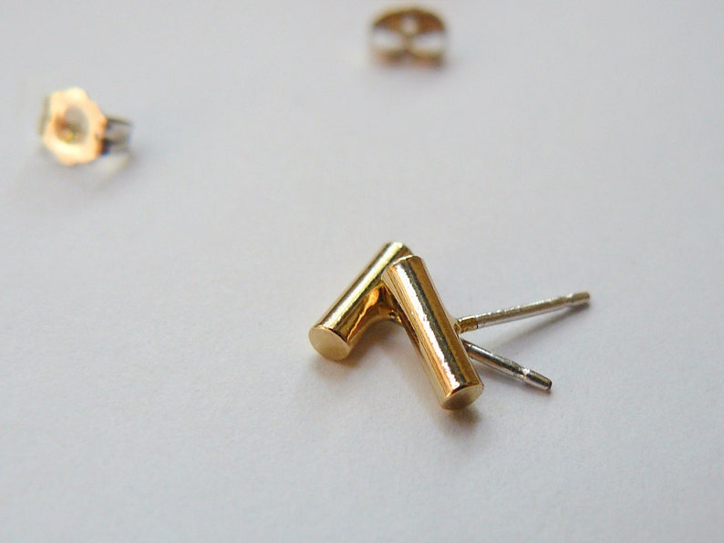Gold Bar Stud Earrings Tiny Cartilage Ear Bars Second Hole Etsy