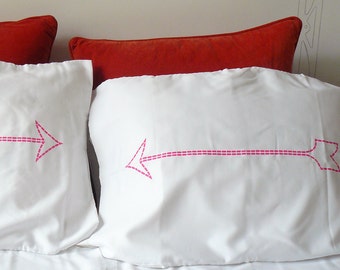 SALE - Novelty Neon Pink Arrow Pillow Case - Dorm Decor - Housewarming Gift - Novelty Gift Pillowcases - Decorative Pillows by HookAndMatter