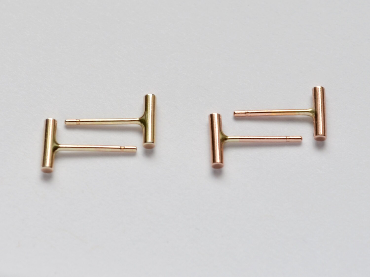 Minimalist 18K Rose Gold over Sterling Silver Morganite Bar Earring