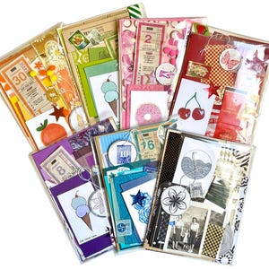 Kit de recortes de diário Mystery Pack Ephemera Junk, texto vintage original autêntico, mapas, moldes de costura, adesivos, transferências, frete grátis