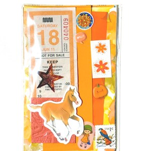 Mystery Ephemera Kit, 30+ pieces, authentic vintage junk journal kit, 4x6 inches Orange