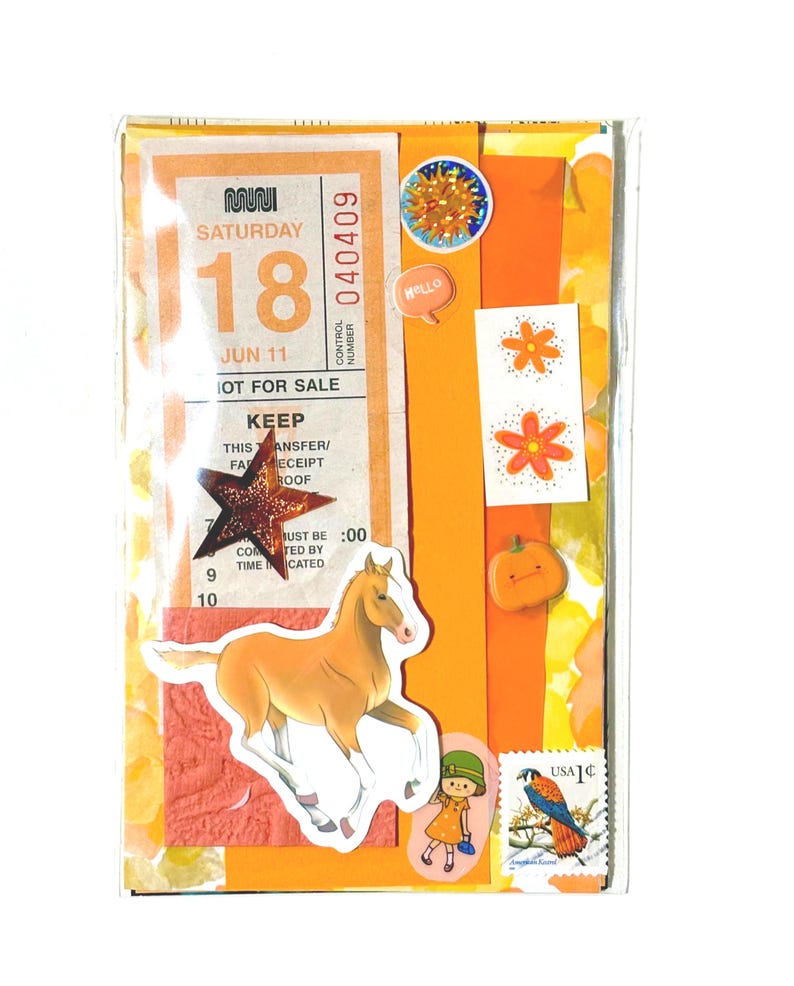 Mystery Ephemera Kit, 30+ pieces, authentic vintage junk journal kit, 4x6 inches Orange