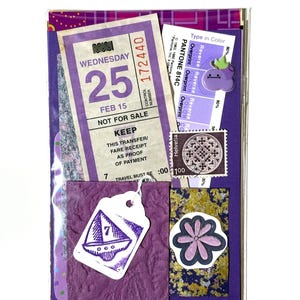 Mystery Ephemera Kit, 30+ pieces, authentic vintage junk journal kit, 4x6 inches Lila