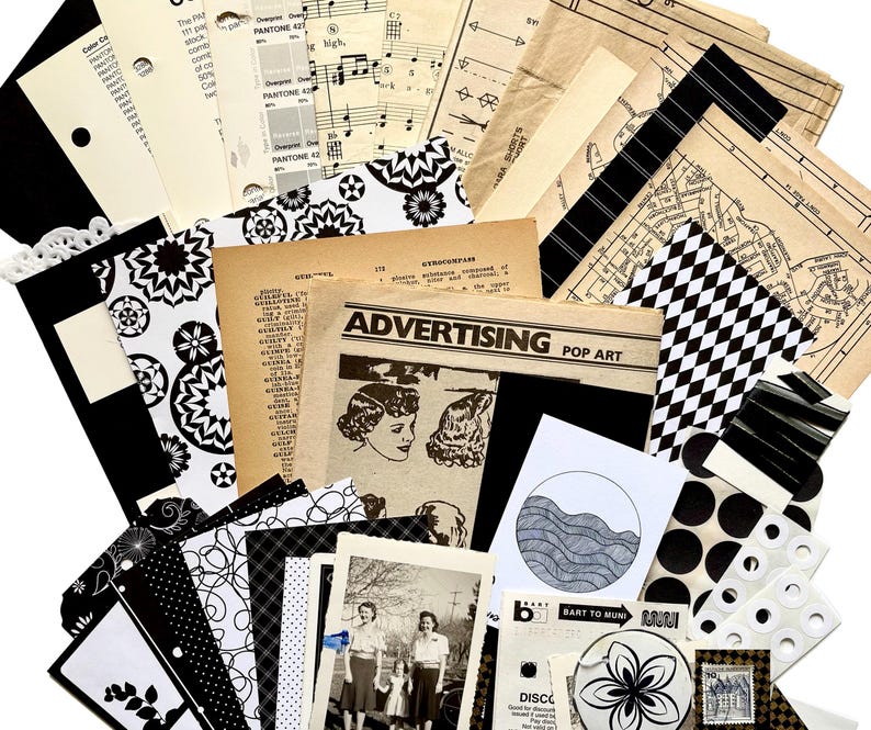 Large Size Mystery Ephemera Kit, 50+ Pieces, Authentic Vintage Text ...