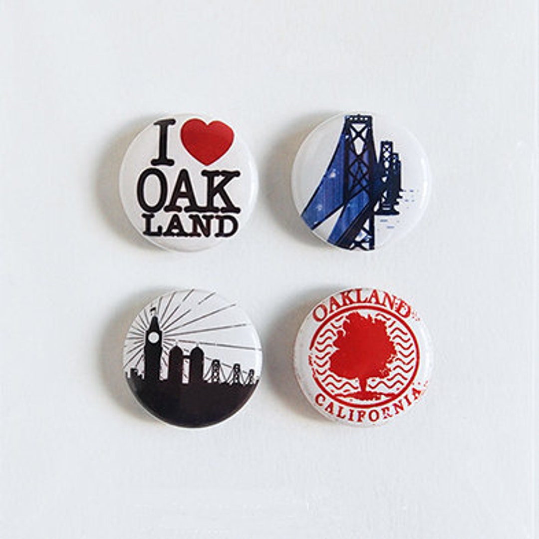 Oakland Pinback Button Set, Four Designs, 1 Inch Pins - Etsy