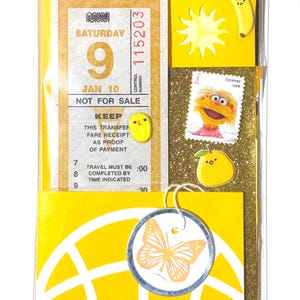 Mystery Ephemera Kit, 30+ pieces, authentic vintage junk journal kit, 4x6 inches Gul