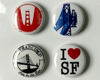 San Francisco magnetset, fyra olika designer (2,5 cm)