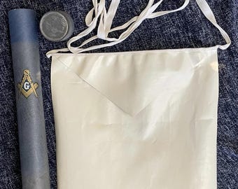 Vintage Masonic Lambskin Apron, White, Pulpit Rock Lodge No. 103