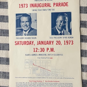 Vintage 1973 President Richard Nixon & Spiro Agnew Inaugural Parade Fliers