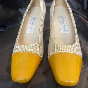 Etienne Aigner Vintage Mustard Toe Pumps, Size 7.5, Made in Spain