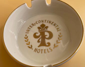 Intercontinental Hotels Paris Advertising Ashtray with Fleur-de-lis Design - Schonwald Germany