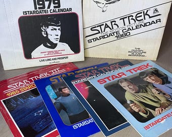 A Variety of 70s & 80s Vintage Star Trek Calendars (1976, 1978, 1980, 1982, 1985) Unused