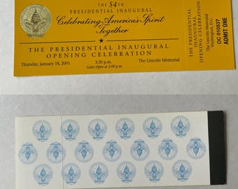 Ticket George W. Bush 54th Presidential Inaugural Opening Celebration 01/18/2001